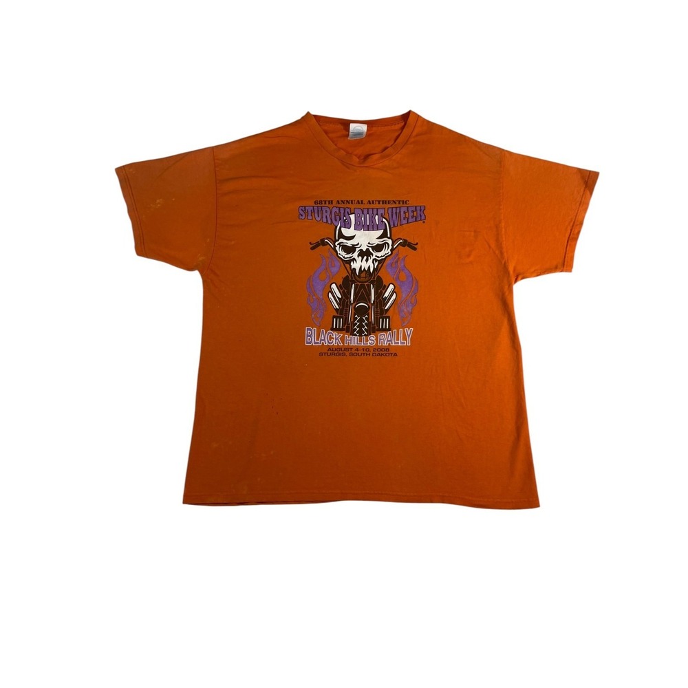Delta T-Shirt Adult XL Orange Cotton 2008 Sturgis Bike Week 68th Annual Graphic